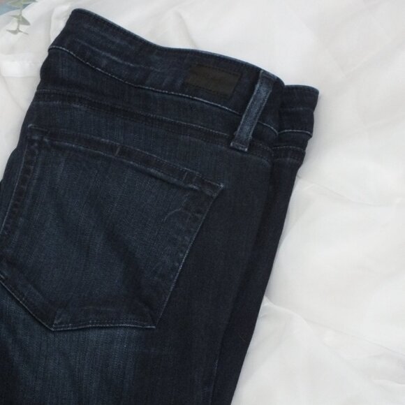 Paige Denim Skyline Straight Distressed Dark Wash Designer Jeans Women’s Size 30 - Picture 2 of 12